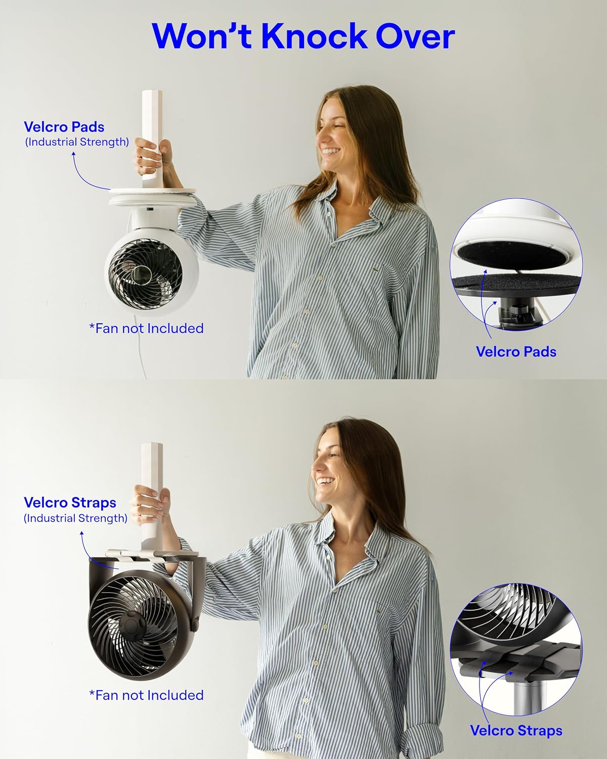 Smallish FanShelfie Adjustable Fan Holder for Dorm Room - White