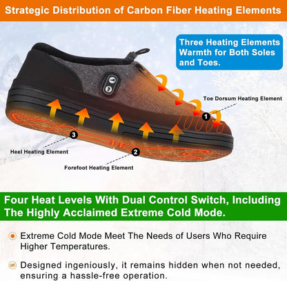 Heated Slippers, Kamlif 4 Heating Levels Cordless Foot Warmers for Cold Feet, Cold Weather Cozy Slippers Warm-up Shoes Indoor House Shoes Outdoor Camping with 5000mAh Rechargeable Battery