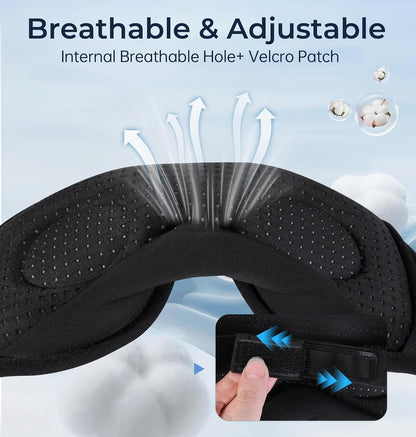 LC-dolida Sleep Headphones, White Noise Bluetooth Sleep Mask 3D Breathable Wireless Eye Mask for Timing, Sleep Mask with Bluetooth Headphones for Side Sleepers Travel Yoga, Cool Gadgets for Women Men