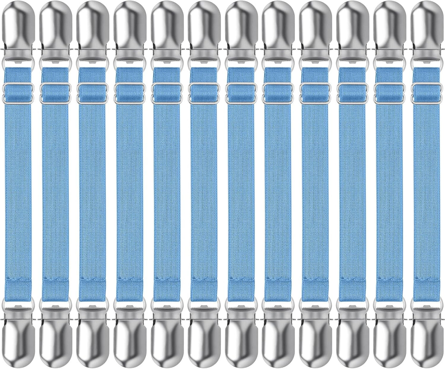 Boao 12 Pcs Bed Sheet Clips Straps Sheet Corner Straps Holder Adjustable Mattress Clips, Elastic Bed Grippers Suspender Fasteners Holder for Home(White,4-8 Inch Length)