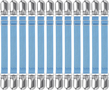 Boao 12 Pcs Bed Sheet Clips Straps Sheet Corner Straps Holder Adjustable Mattress Clips, Elastic Bed Grippers Suspender Fasteners Holder for Home(White,4-8 Inch Length)