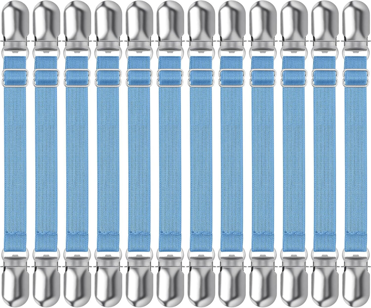 Boao 12 Pcs Bedsheet Strap Elastic Clip, White, 4-8 Inch Length
