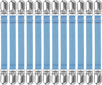 Boao 12 Pcs Bedsheet Strap Elastic Clip, White, 4-8 Inch Length