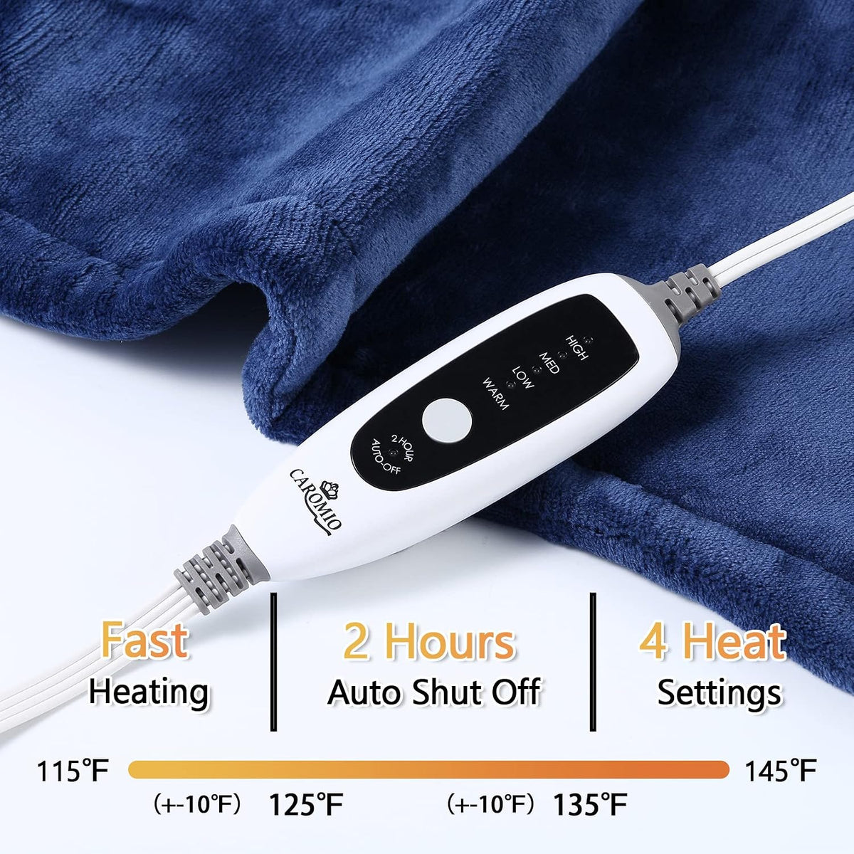 CAROMIO Massaging Heating Pad for Back Pain Relief, Neck and Shoulders