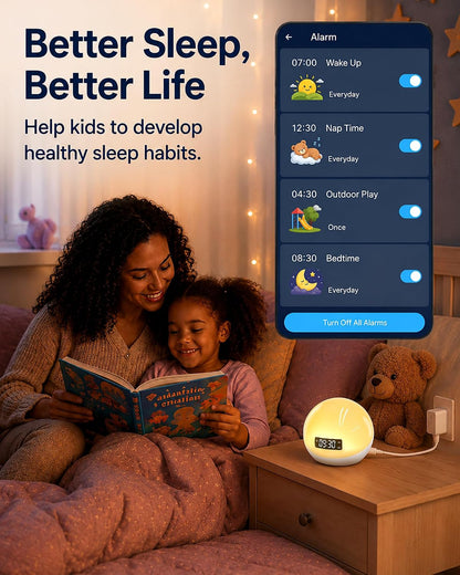 White Noise Sound Machine with Sunrise Alarm Clock for Kids Baby Sleeping