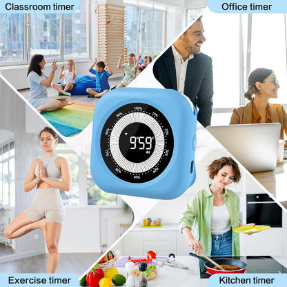 Visual Timer for Kids Rechargeable,10-Hour Digital Timer,Magnetic Timer with Visual Time Bars Design,3 Brightness/3 Volume Adjustable,Countdown/up Timers for Classroom Study Game Gym Kitchen Office