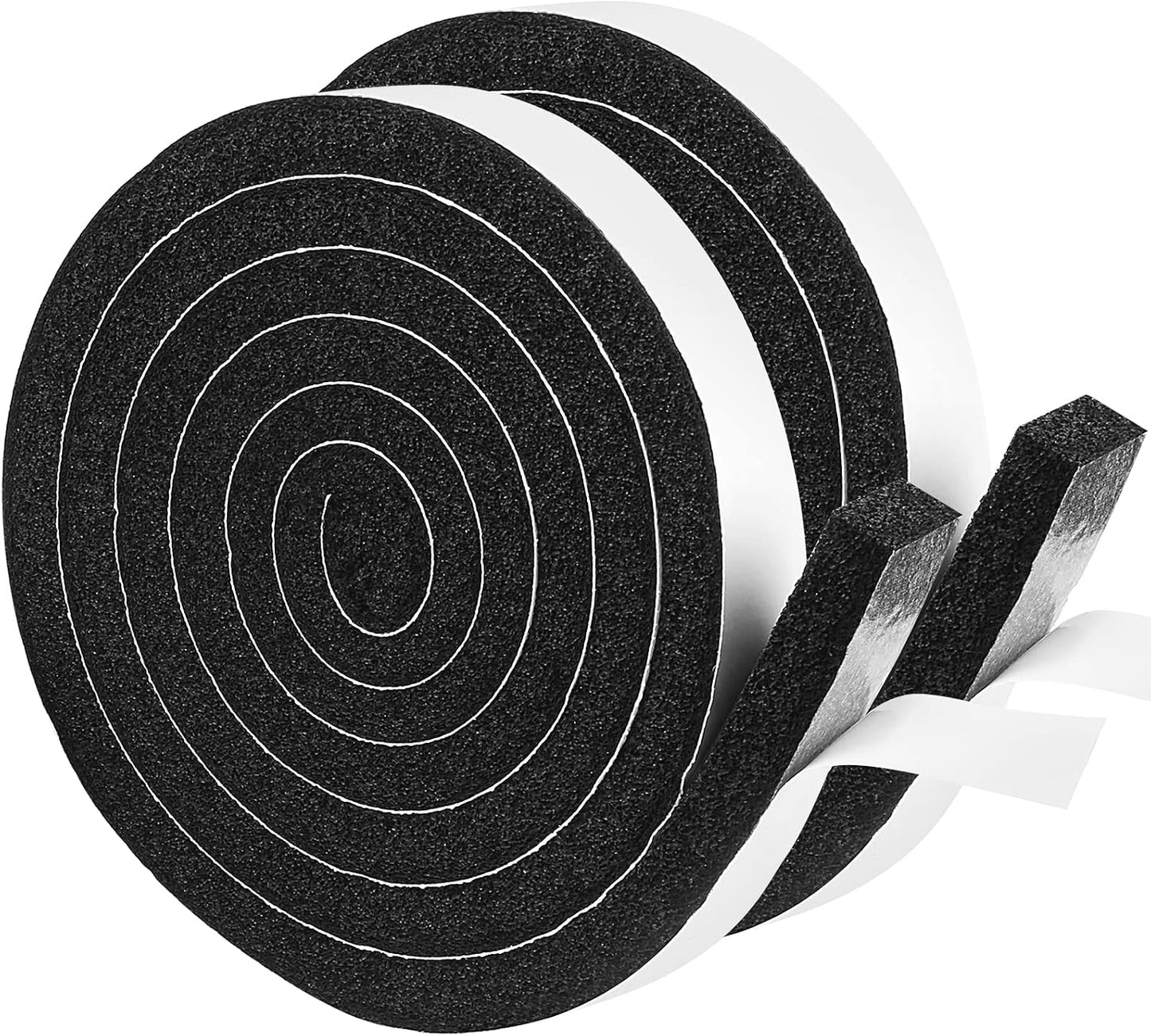 2 Rolls Foam Seal Tape for Door Window Insulation, Soundproof and Shockproof Foam Adhensive Strip, 3/8" Wx3/16 T Single Sided Foam Tape, Cold Air and Draft Closed Cell Seal Strip,Total 32FT