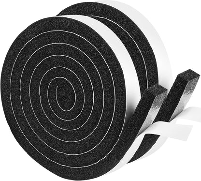 2 Rolls Foam Seal Tape for Door Window Insulation, Soundproof and Shockproof Foam Adhensive Strip, 3/8" Wx3/16 T Single Sided Foam Tape, Cold Air and Draft Closed Cell Seal Strip,Total 32FT