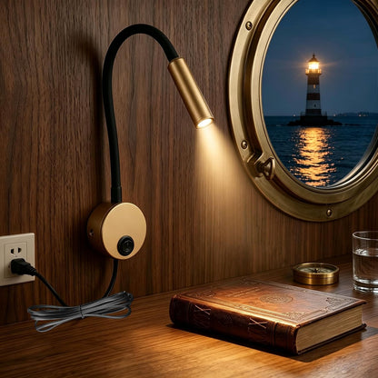 2-Pack Wall Mounted LED Reading Lamp Focused 25° Spotlight for Bedroom headboard Marine Cabin Boat Yacht Interior Light Hotel Suite Hospital Patient Room Bedside Sconce 4.92ft Cord