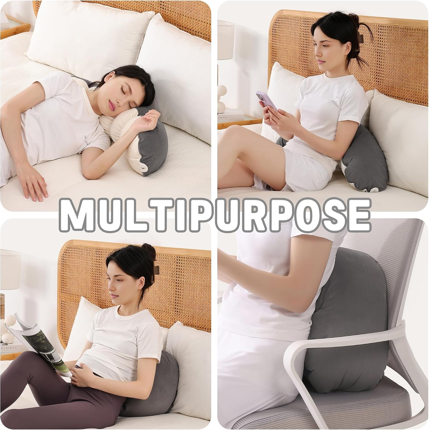 Peallow(Pat. Pend) – Long Round Body Pillow for Adults, Bolster Pillow for Sleeping, Soft and Supportive Pillow for Sleeping & Lumbar Support (Green-White, 29.5")