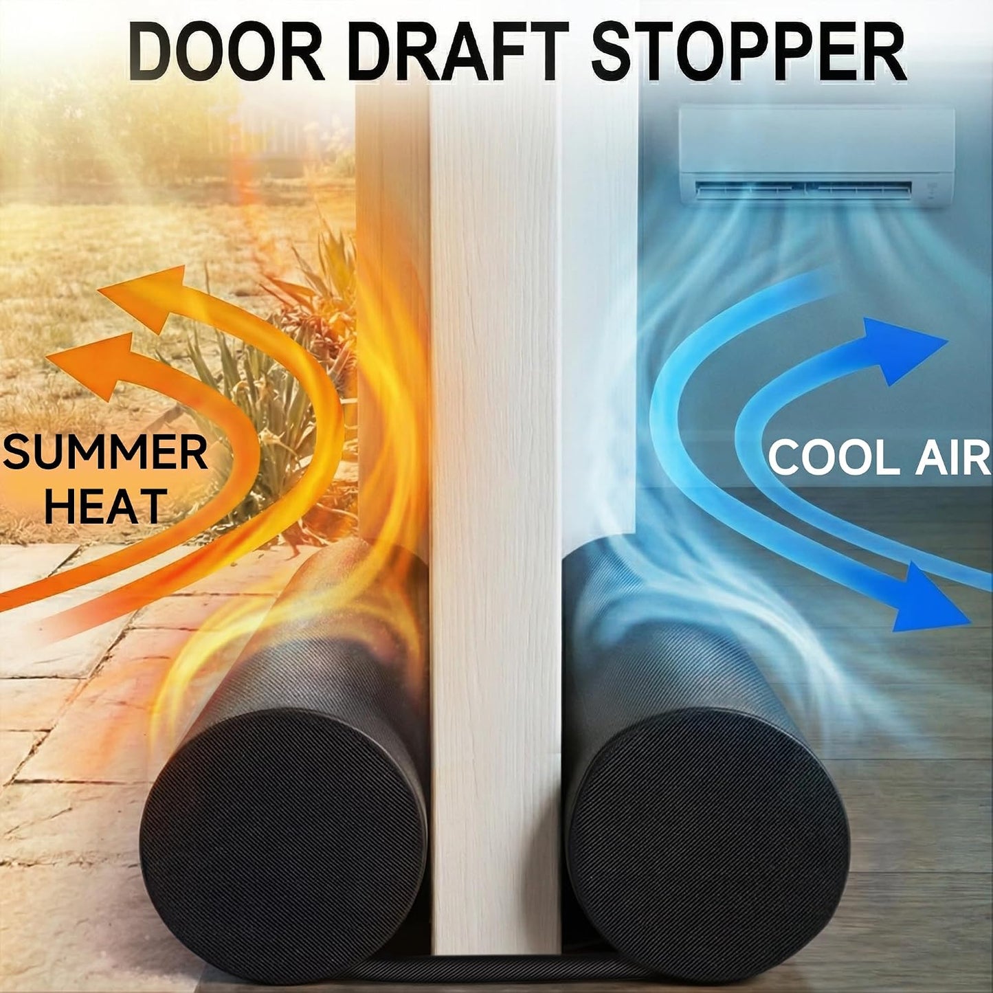 MAXTID Under Door Draft Stopper for Bottom of Doors 38" Black | Door Blocker Noise Reduce Light Cold Air Guard Breeze Sound Proof Door Sweep Door Seal Insulation Strip Gap Filler