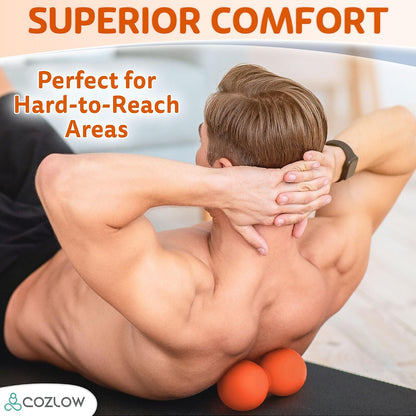COZLOW Peanut Massage Ball - Deep Tissue Therapy, Pain Relief - Cobalt Blue | Cozlow 5" double lacrosse silicone massage ball, trigger point roller for mobility, acupressure tool for myofascial release