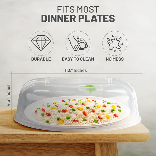 Microwave Cover for Food, Microwave Splatter Proof Plate Guard, Microwave Lid Food Cover for Microwave Oven with Steam Vents, Clear Dishwasher Safe BPA Free Plastic, 10 Inch, 2 PK – By RamPro