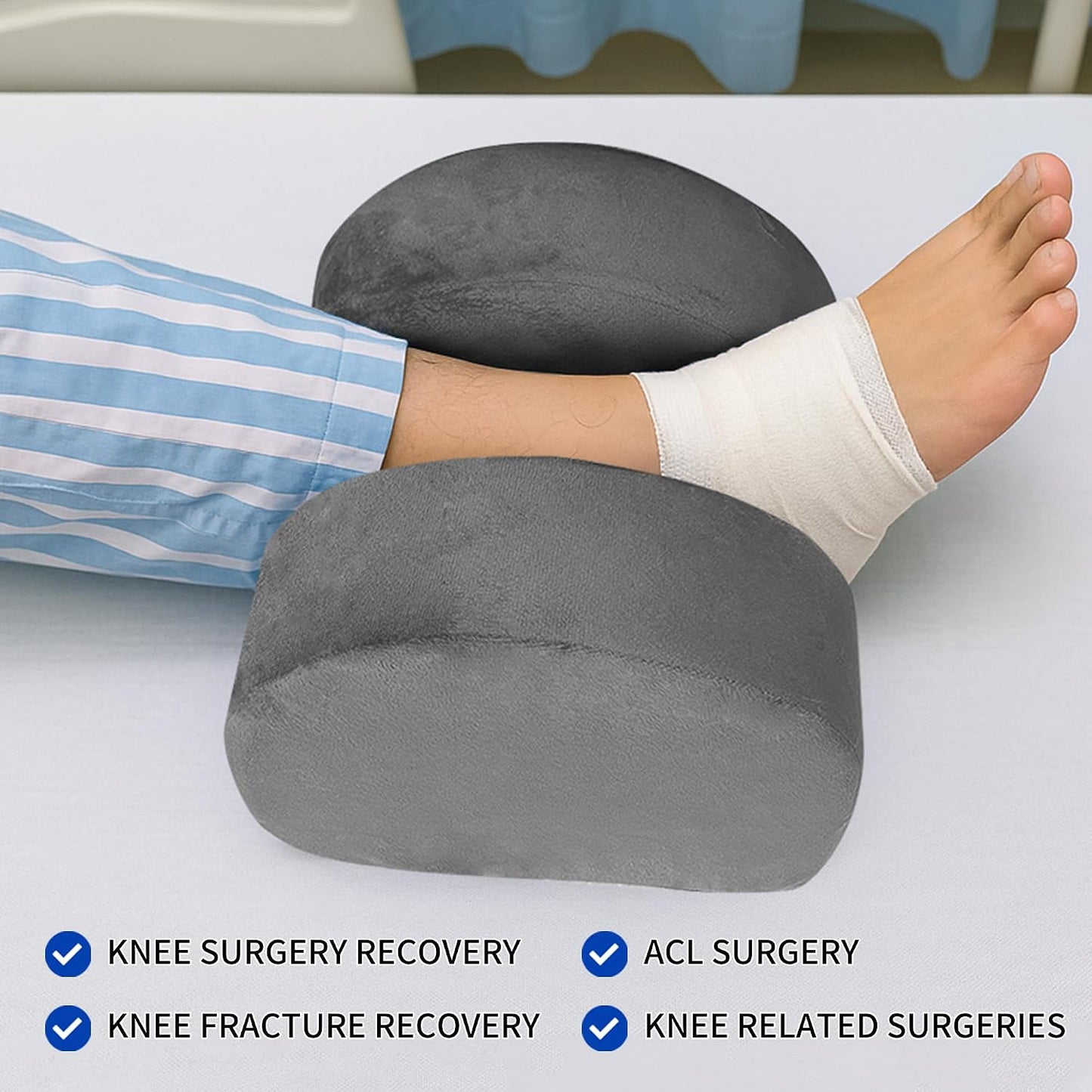 Eiury Knee Replacement Pillow for Post-Op Leg Elevation & Extension Support – Heel-Lift Wedge for Lower-Limb Alignment and Comfortable Rest