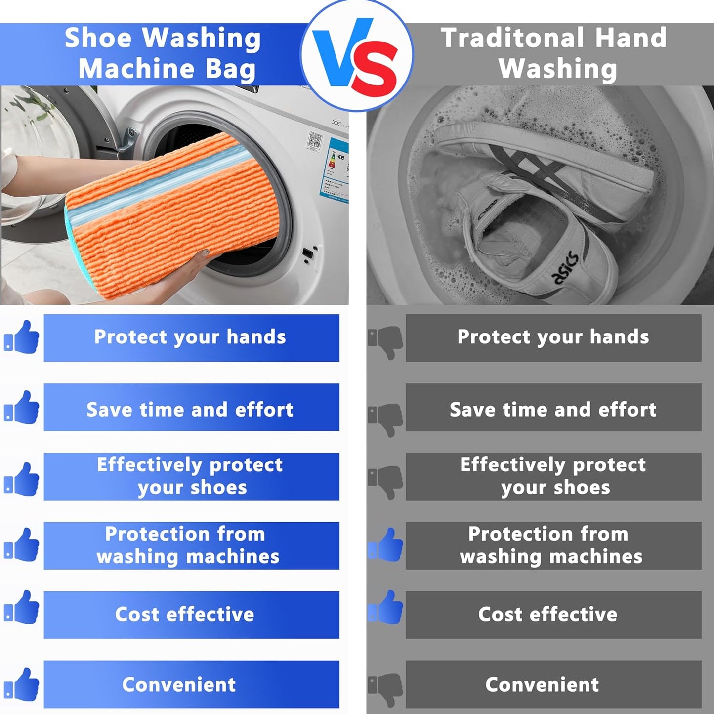 Reusable Shoe Washing Bag, 2-Pack Chenille Laundry Bag for Washer & Dryer. | Soft chenille fibers help deep clean sneakers while the hidden zipper keeps shoes secure and helps protect your washer.