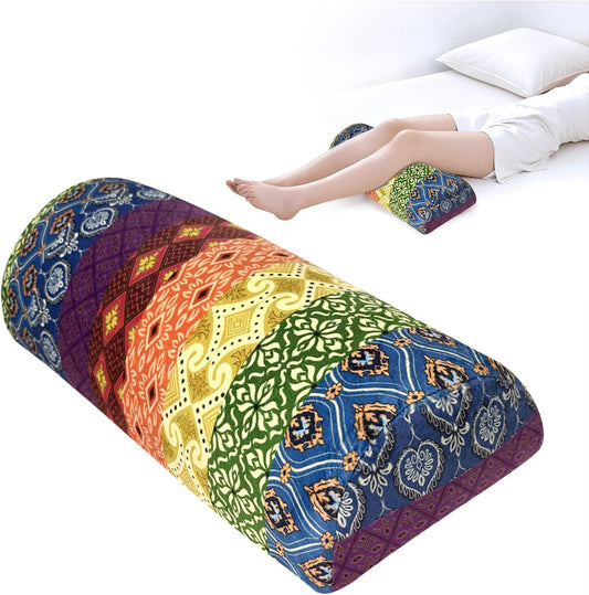 Knee Pillow for Back Sleeping – Half Moon Bolster Pillow for Under Knee While Sleeping Support, Leg & Back Pain Relief (21.5x9x5 Inches)