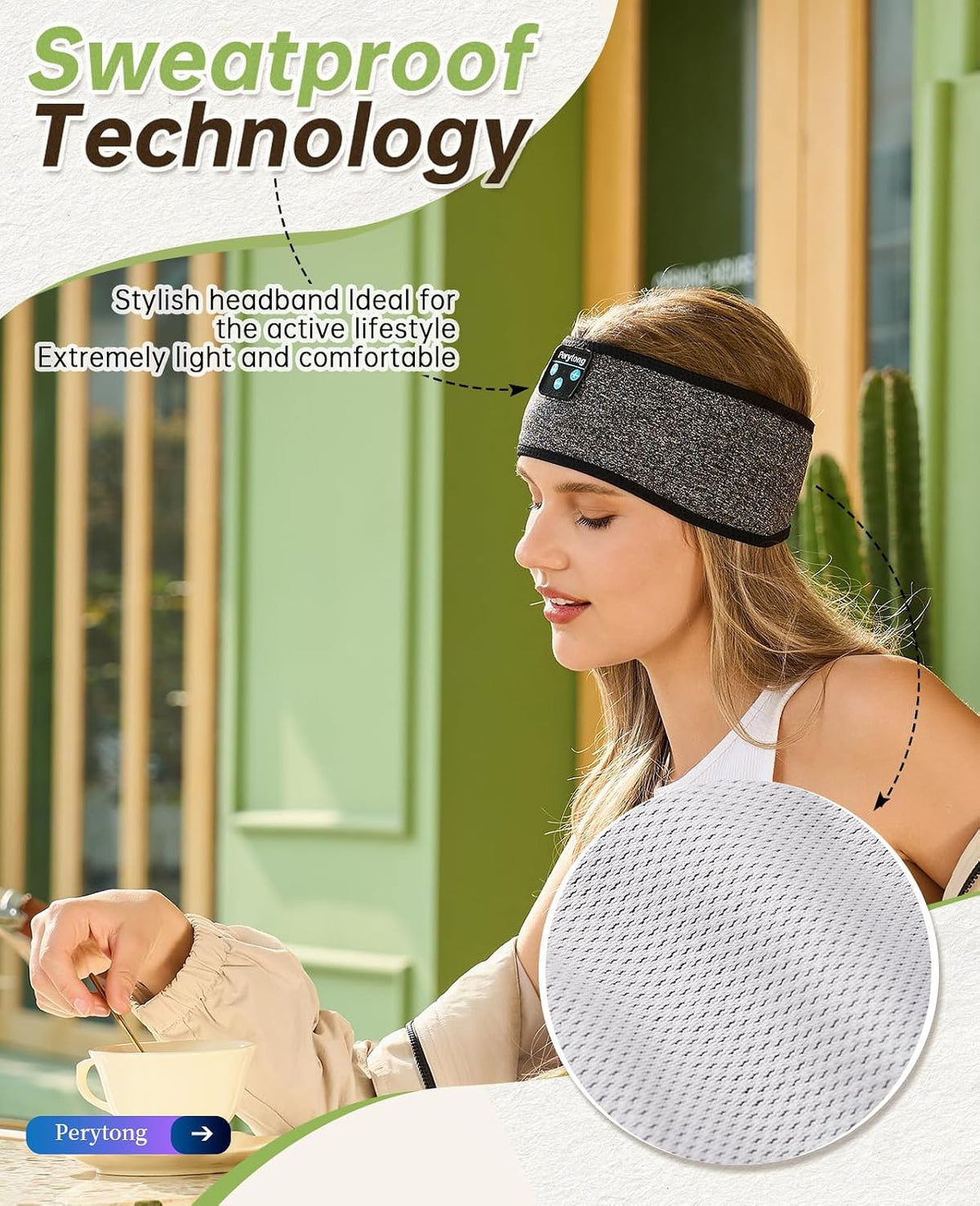 Perytong 2 Pack Sleep Headphones, Sleeping Headphones | Bluetooth Headband with Ultra-Thin HD Stereo Speaker, Wireless Headphone for Sports, Insomnia, Yoga, Air Travel, Meditation