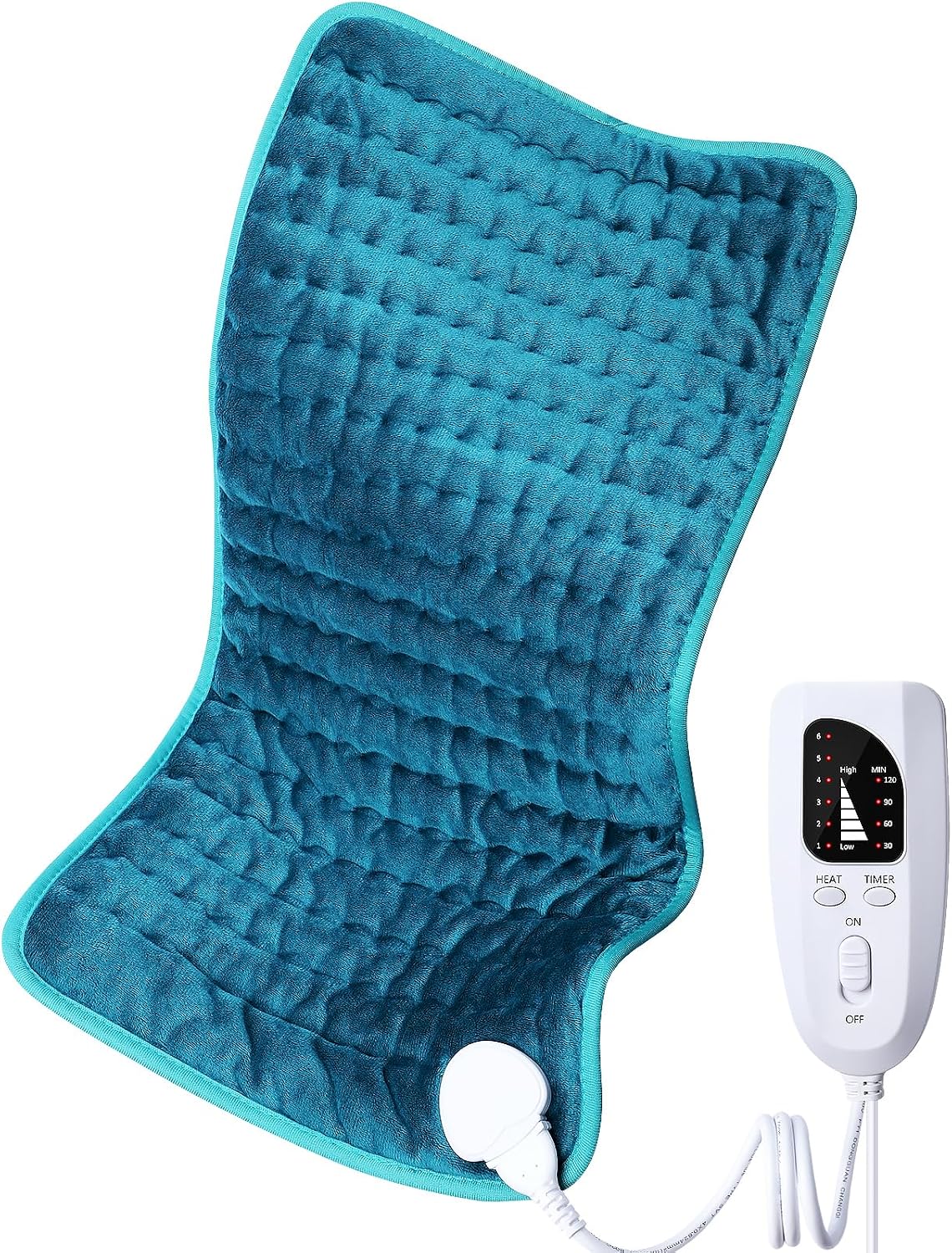 Heating pad for Back/Shoulder/Neck/Abdomen, Heating Pads for Period Cramps with 6 Fast Heating Settings, Auto-Off, Machine Wash, Birthday Gifts for Women Mom Men Dad, Extra Large 12"x24", Blue