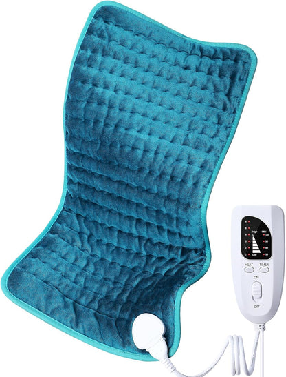 Heating pad for Back/Shoulder/Neck/Abdomen, Heating Pads for Period Cramps with 6 Fast Heating Settings, Auto-Off, Machine Wash, Birthday Gifts for Women Mom Men Dad, Extra Large 12"x24", Blue