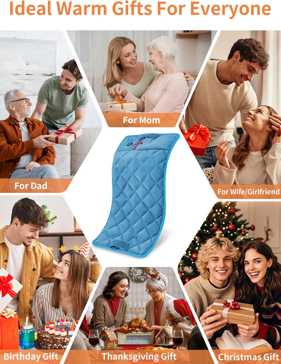 Vofuoti Portable Heating Pad, Cordless Weighted Heating Pads with Battery and 3 Heat Settings, Electric Heated Pad for for Back, Abdomen, Neck & Shoulder, Women Men, 12" x 24" | with 15000mAh Battery and 3 Heat Settings, Electric Heated Pad for Back,