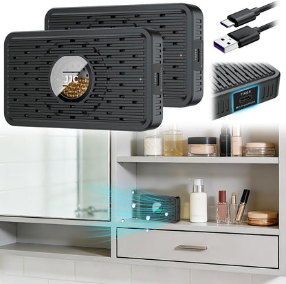 Auto Power-off USB C Rechargeable Dehumidifier Desiccant for Gun Safe | Small Reusable Electric Moisture Absorber for Storage Closet Cabinet Windowsill Bookcase & More Small Area