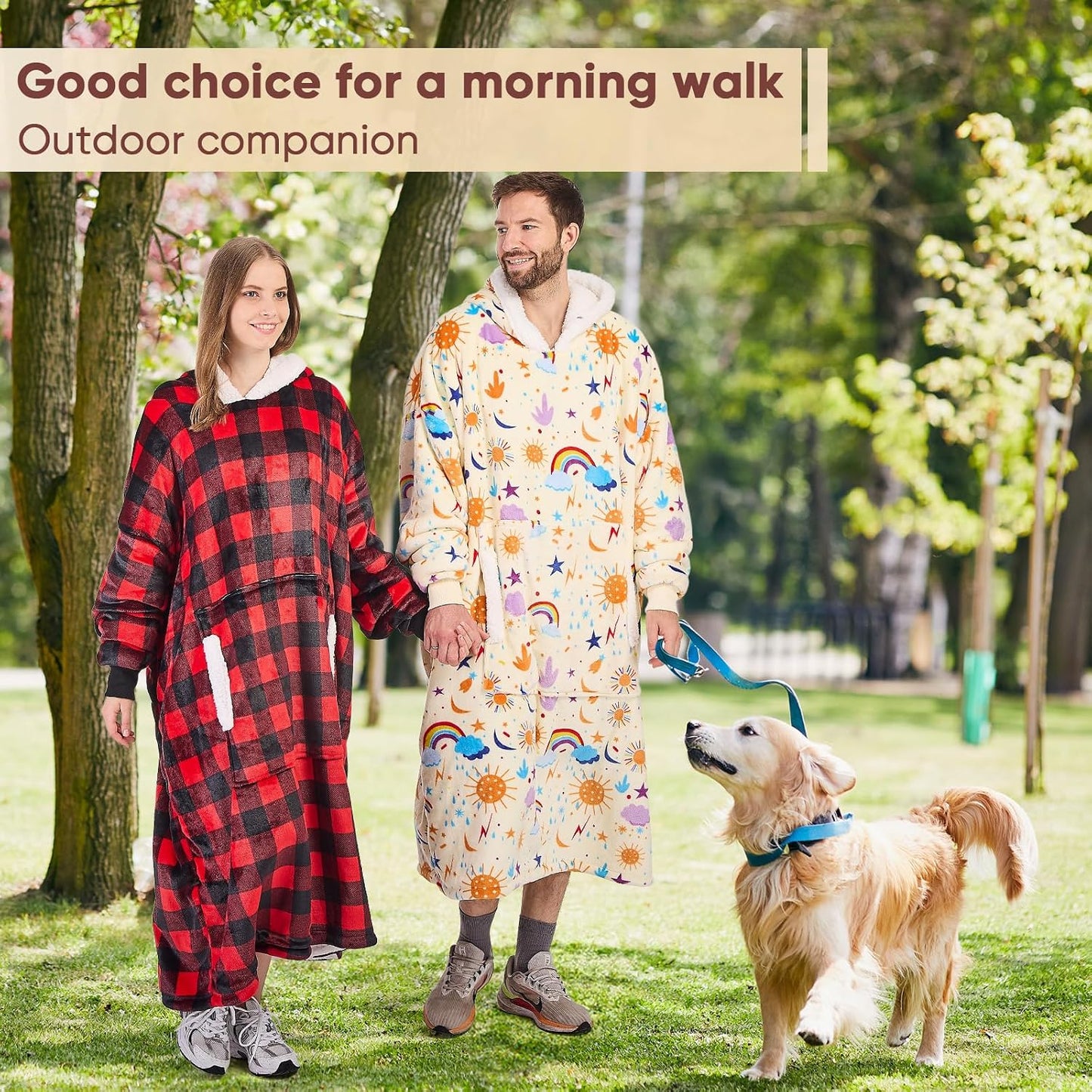 yescool Wearable Blanket Hoodie, Flannel Sherpa Fleece Blanket Sweatshirt for Adults Women Men,One Size Fits All - Colors A