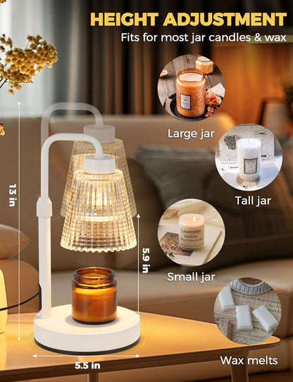 Silver Gray Candle Warmer Lamp with 24h Cycle Timer, Dimmable Wax Warmer