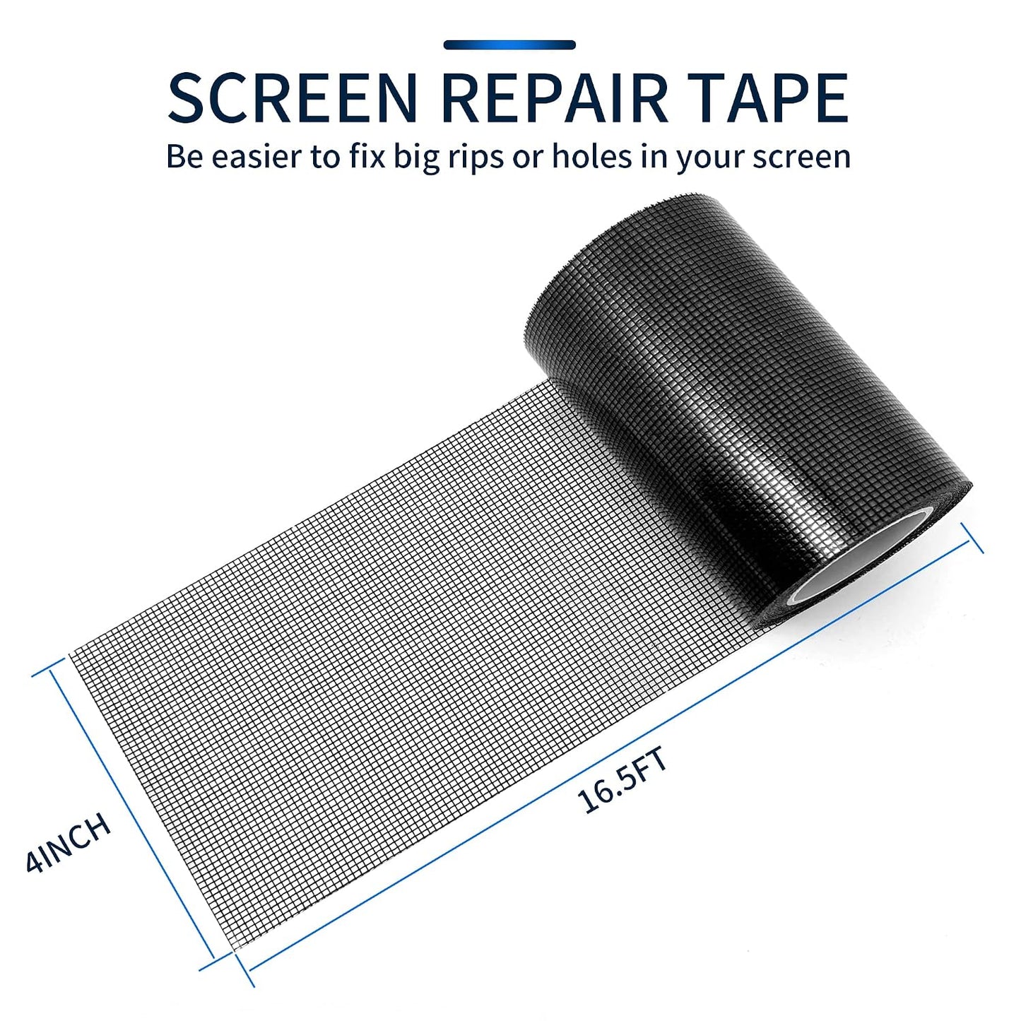 SANKEMU Window Screen Repair Kit 2 in X 16.5FT 3-Layer Strong Adhesive & Waterproof Tape Fiberglass Covering mesh, Repair for Window Screen and Screen Door tears Holes