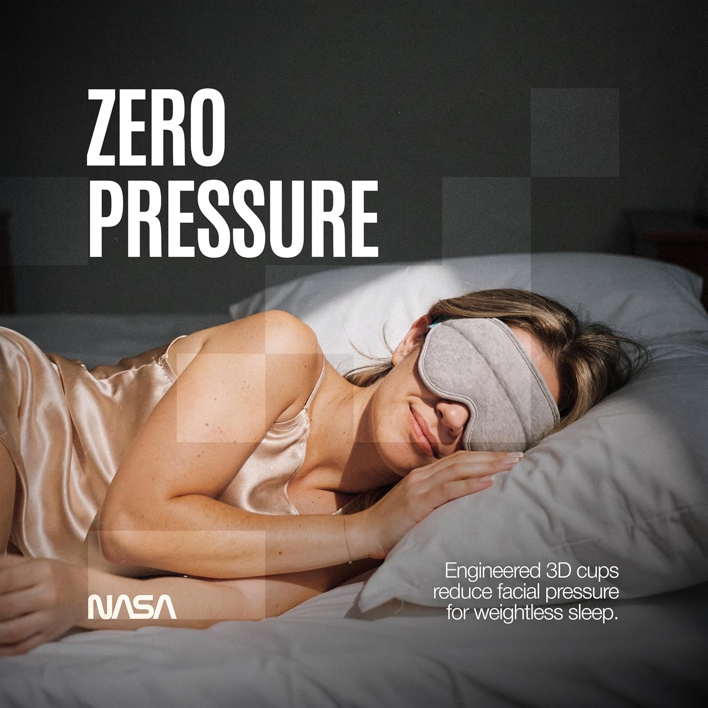 NASA Sleep Mask with LightBlock™ Barrier | Total Blackout | For Men & Women | Official NASA Design | Cooling Memory Foam | 3D Eye Cups | Includes Noise-Blocking Earbuds