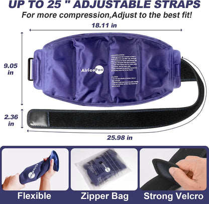 AiricePac 16 × 9" Large Ice Pack for Injuries Reusable Gel for Lower Back, Shoulder, Knee, Elbow, Hip, Leg, Soft Flexible Cold Compress for Pain Relief