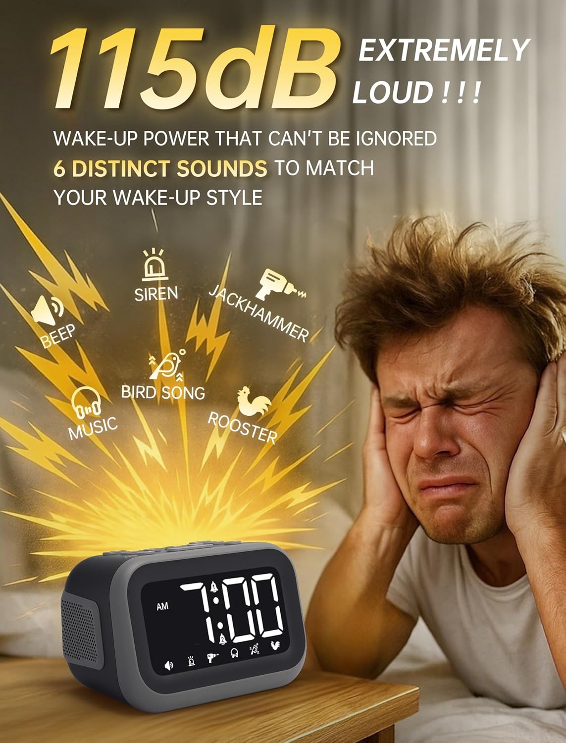 Acedeck Super Loud Alarm Clock: 115dB Wake-Up Power