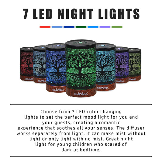 Diffusers for Essential Oils,ASAWASA Essential Oil Diffuser with Waterless Auto Shut-Off, Metal Art Aromatherapy Humidifier with Multi Color Changed Night Light,Ideal for Home Spa Yoga(Bird)
