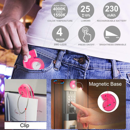LUXSWAY Rechargeable Reading Light for Kids, LED Book Light with Magnetic Clip and Flexible Gooseneck, Cute Amber Bookmark Light - Violet
