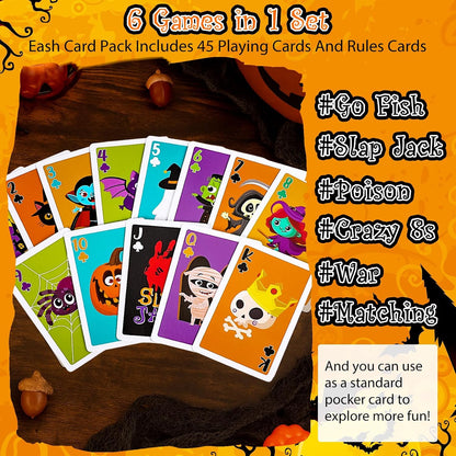 Fullhawl 2 Decks Halloween 6 In1 Card Set Family Night Playing Cards Pack