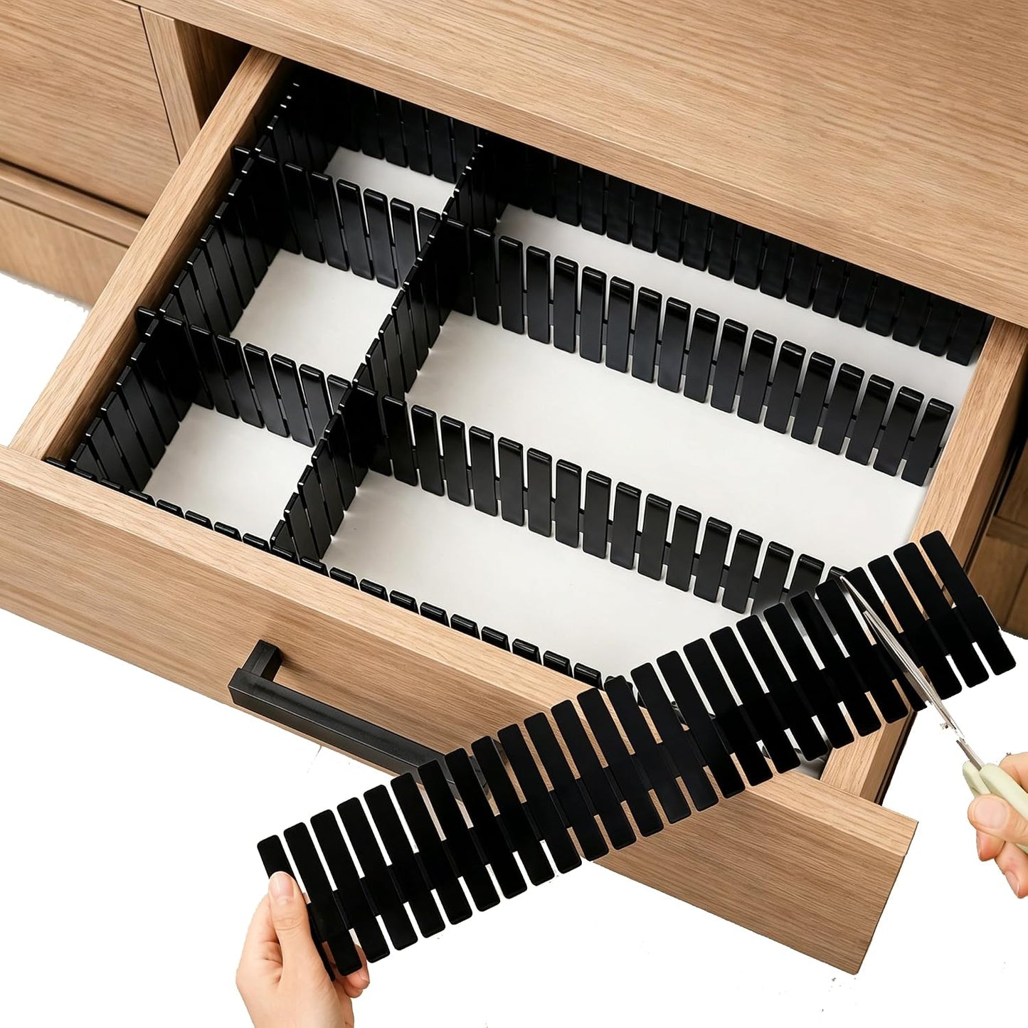 Adjustable Drawer Dividers, Cut-to-Fit DIY Organizers, White,16 Pack | For Tidying Cutlery, Makeup, Clothes and Dresses in Drawers, Desks and Storage Boxes for Kitchen, Bathroom, Bedroom & Office