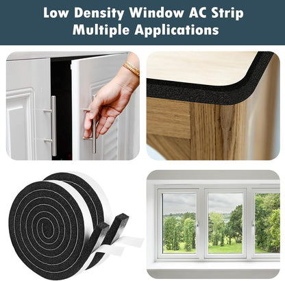 2 Rolls Foam Seal Tape for Door Window Insulation, Soundproof and Shockproof Foam Adhensive Strip, 3/8" Wx3/16 T Single Sided Foam Tape, Cold Air and Draft Closed Cell Seal Strip,Total 32FT