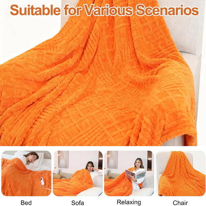 Heated Blanket Electric Throw, 50"X60" Heating Blanket Waffle with 12 Heat Levels, Fast Heating Blanket with 1-12H Timer, Overheat Protection with ETL & FCC for Bed Home Office Sofa (Light Gray）