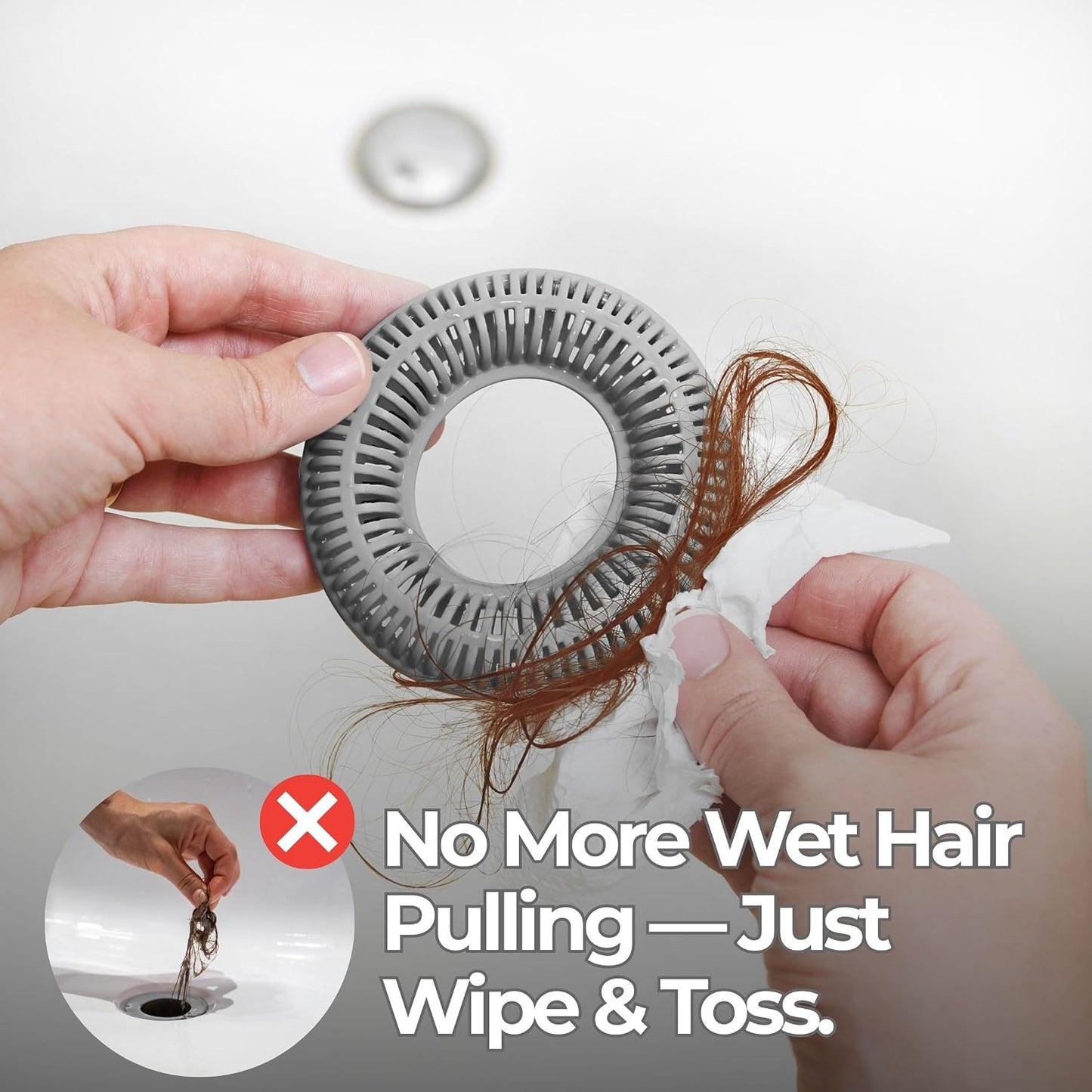 TubRing Pop-Up Drain Protector & Strainer Silicone Hair Catcher, Aqua | Easy snap-in design fits around bathtub stoppers. Customizable utility guard for clog prevention. Fits 1.85"- 2.16" drains.