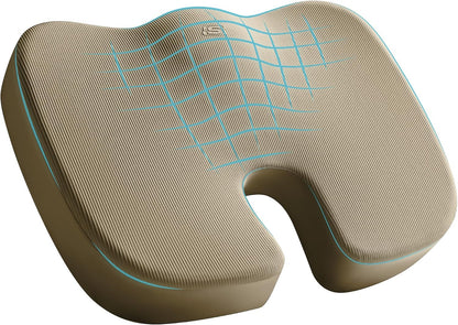 Skechers Memory Foam Seat Cushion,Office Chair Cushion for Tailbone Pain Relief,Butt Pillow for Office Chair,Car seat Cushion,Computer Desk,Long Sitting Office Workers,and Car Drivers,Black