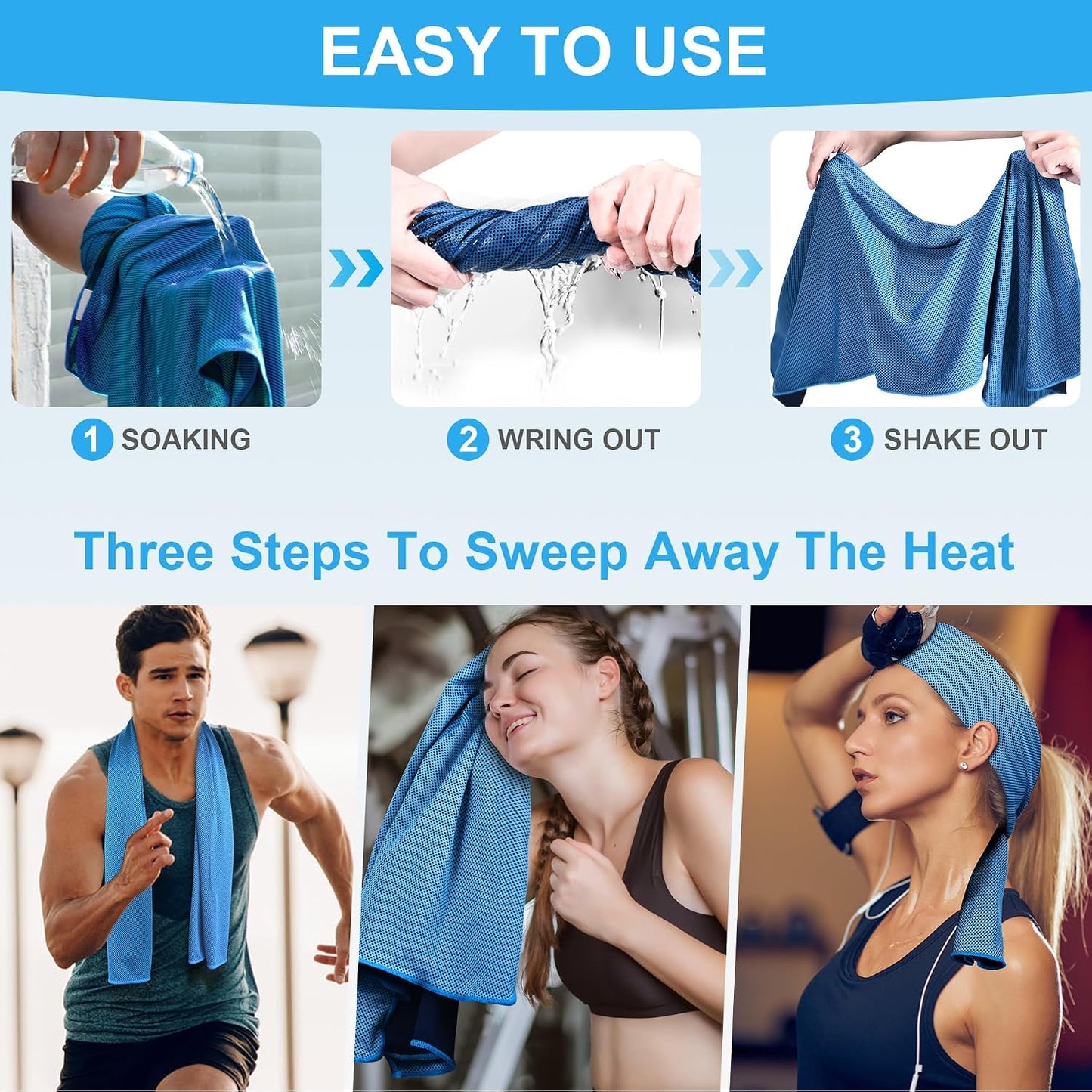 4 Pack Cooling Towels for Neck and Face(40"x12"), Cooling Neck Wraps, Ice Towel for Hot Weather, Soft Breathable Gym Towel, Cool Towel for Workout, Camping, Yoga, Sport, Running