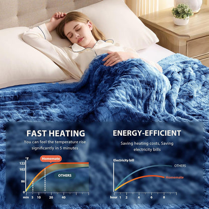 Homemate Heated Blanket Electric Heating Throw 50x60 Plush Faux Fur Sherpa