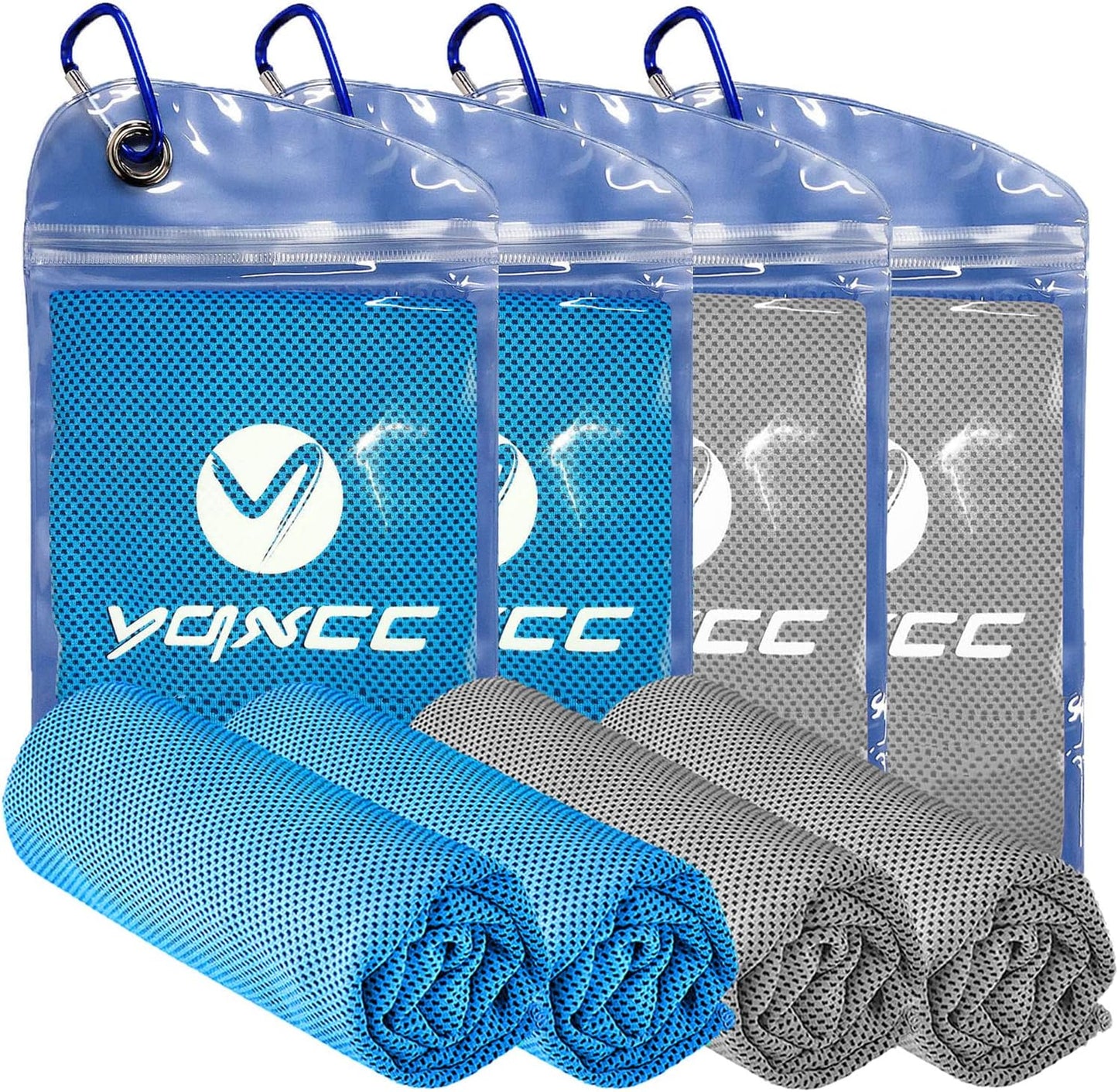 YQXCC 4 Pack Cooling Towels (47"x12"), Ice Cool Towels for Neck & Face | Soft Breathable Microfiber, Instant Cooling Neck Wraps, Ideal for Yoga, Golf, Gym, Running, Camping & Hot Weather