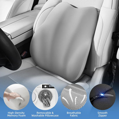 BEBAS Ergonomic Lumbar Support Pillow for Car, Memory Foam Car Back Cushion | Comfort Lumbar Pillow for Back Pain Relief, Breathable Washable Cover, Fits for Driving, Office, Wheelchair, Black
