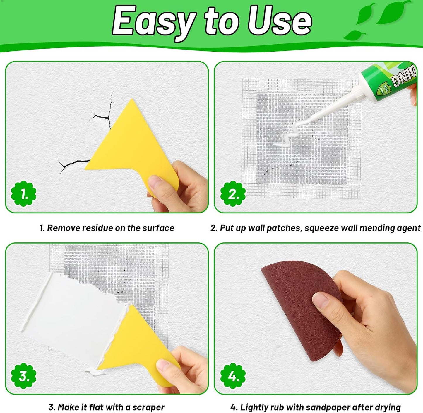 Ranekie 14 Pack Drywall Repairs Patch, 4/6/8 Inch Drywall Repair Kit with Extended Self-Adhesive Mesh,Large Hole Patch Repair for Drywall,Heavy Duty Dry Wall Hole Repair Patch