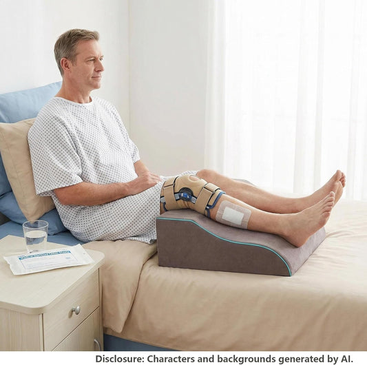 Leg Elevation Pillows, Ergonomic Memory Foam Wedge Pillow/Leg Positioner Pillows Comfort Care for Back Knee Hip Ankles Pain, Knee Pillow for After Surgery, Injury, or Rest Gray