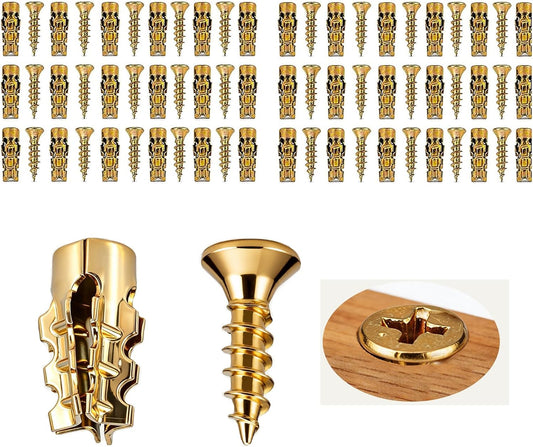 30 PCS 6×14mm Short Expansion Screw Set for Cabinet Hinge Repair & Stripped Thread Restoration, Secure Cabinet Door Fastening