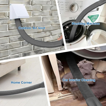 Upgraded Dryer Vent Cleaner Kit: Dryer Lint Vac Attachment, Universal Vacuum Hose Attachment Tool for Lint Removal, Clogged Ducts Deep Cleaning, Quickly Lint Remover