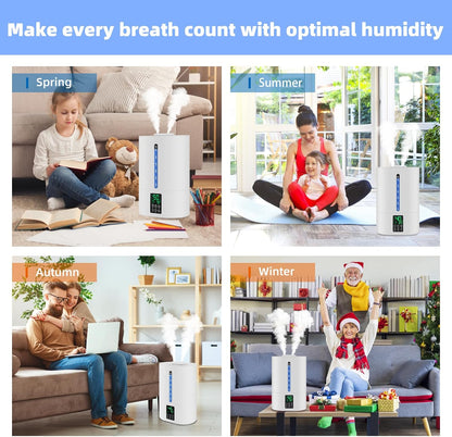 Coolfiqu 6L Humidifiers for Bedroom Large Room Home,Cool and Warm Humidifier for Baby and Plants Hot Mist Top Fill Desk Humidifier Oil Diffuser,Quiet,Auto Mode,360°Nozzle-Midnight Black(2026 Upgraded)