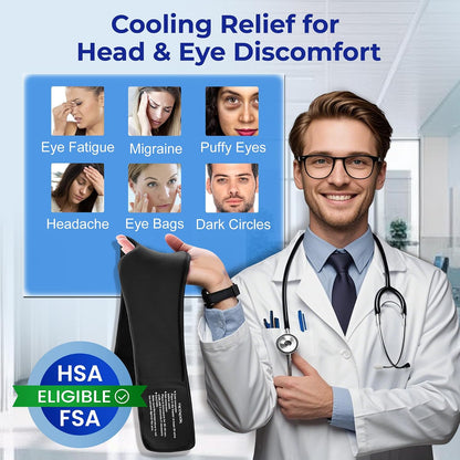Cooling Gel Eye Mask Sleep: FSA -HSA Eligible, Cold Compress for Puffy Eyes & Migraine Relief - Reusable Gel Weighted Sleeping Mask for Dark Circles & After Surgery, Eye Care,Ice Pack for Eyes, Blue