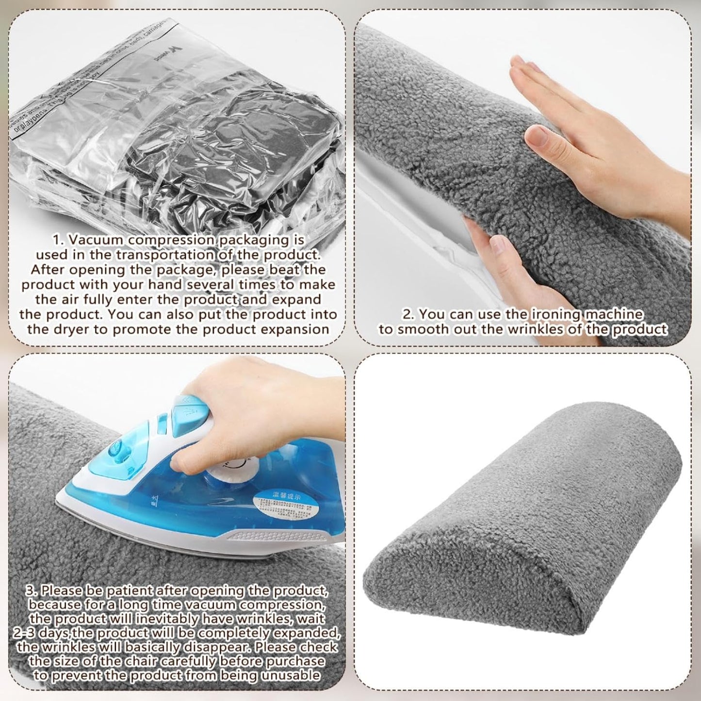 Wesiti Recliner Foot Pillow Cushion High Resilience Sherpa Memory Foam Bolster Sleeping Rest Multipurpose Half Roll Leg Pillow Suitable for Bed Chair Sofa Headrest Back Lumbar Leg Support(Dark Gray)